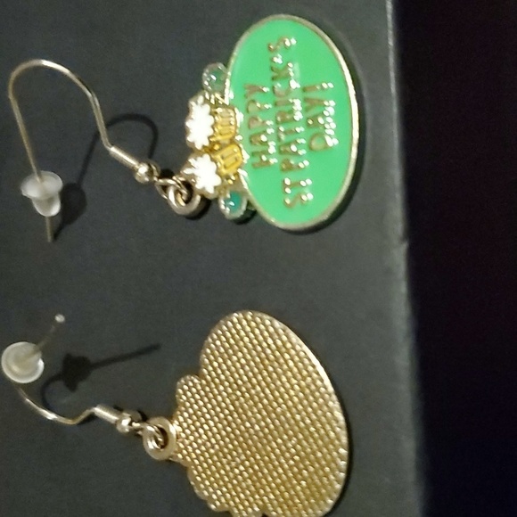 St Patrick's Day Themed Drop Earrings- Happy St Patrick's Day! - Picture 2 of 3